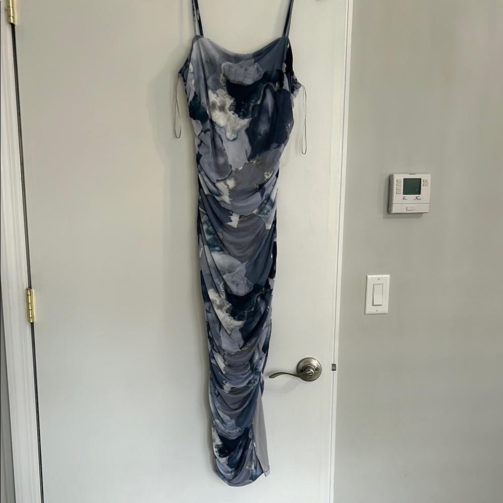 Elegant Blue and White Women's Dress